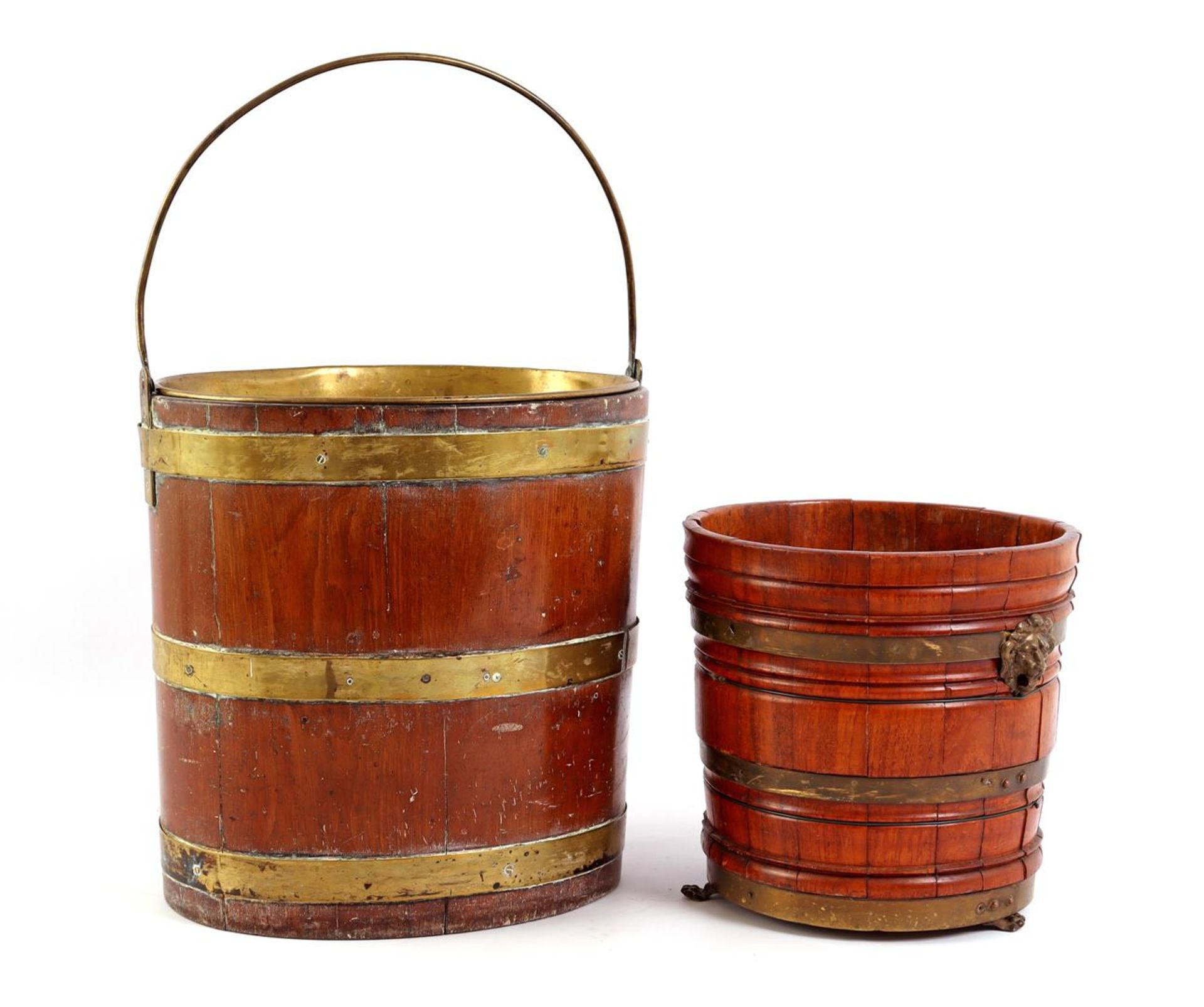 Oval mahogany tub 19th century tea bucket with copper inner tray