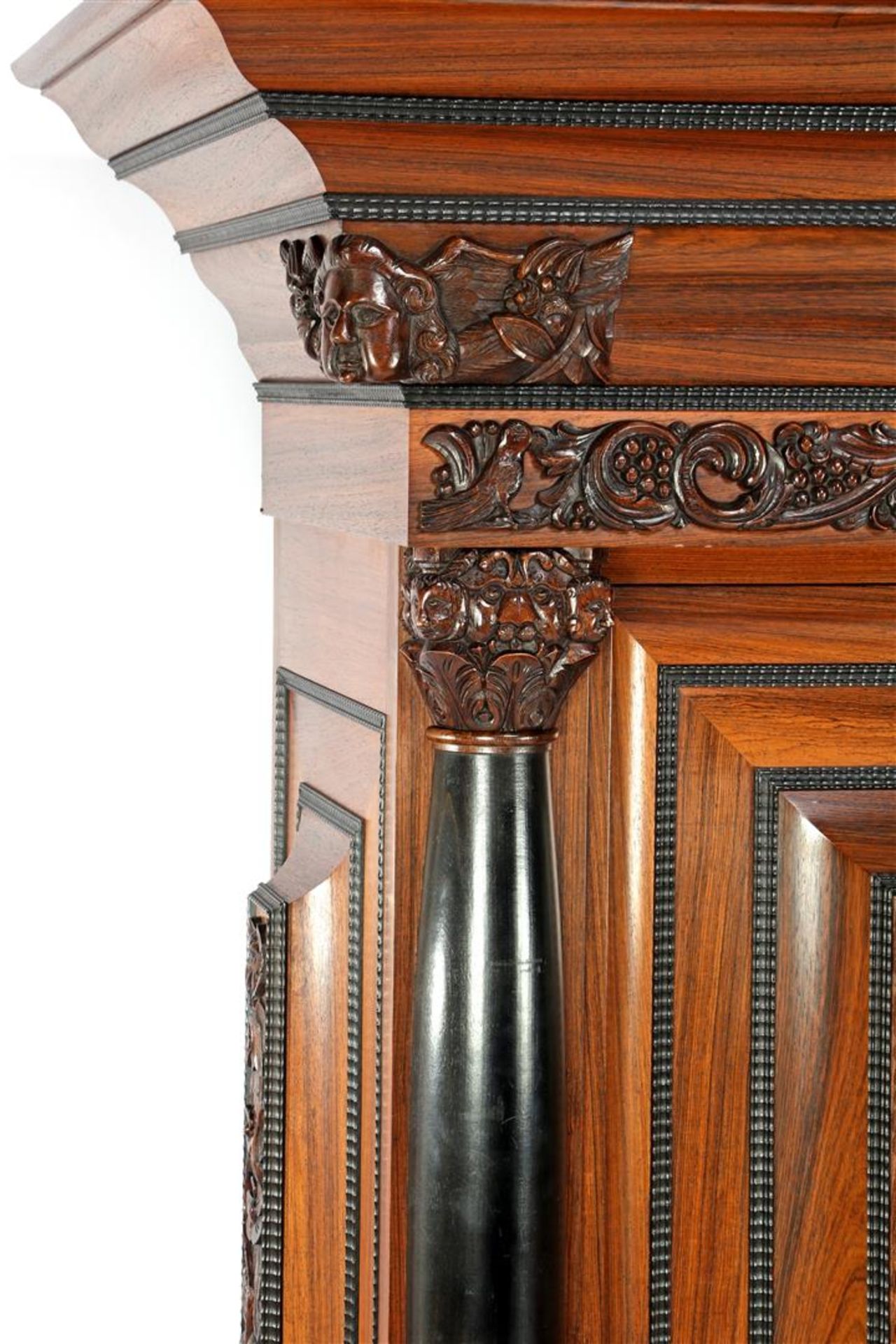 Oak with rosewood veneer cupboard with half-full blackened columns - Image 2 of 3