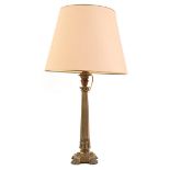 Classic brass table table lamp with upholstered shade