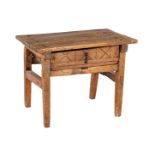 Chestnut table with drawer with carved decoration