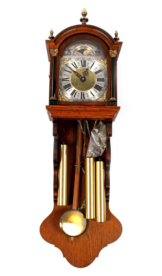 Warmink regulator with moon phase, in oak cabinet 106 cm high