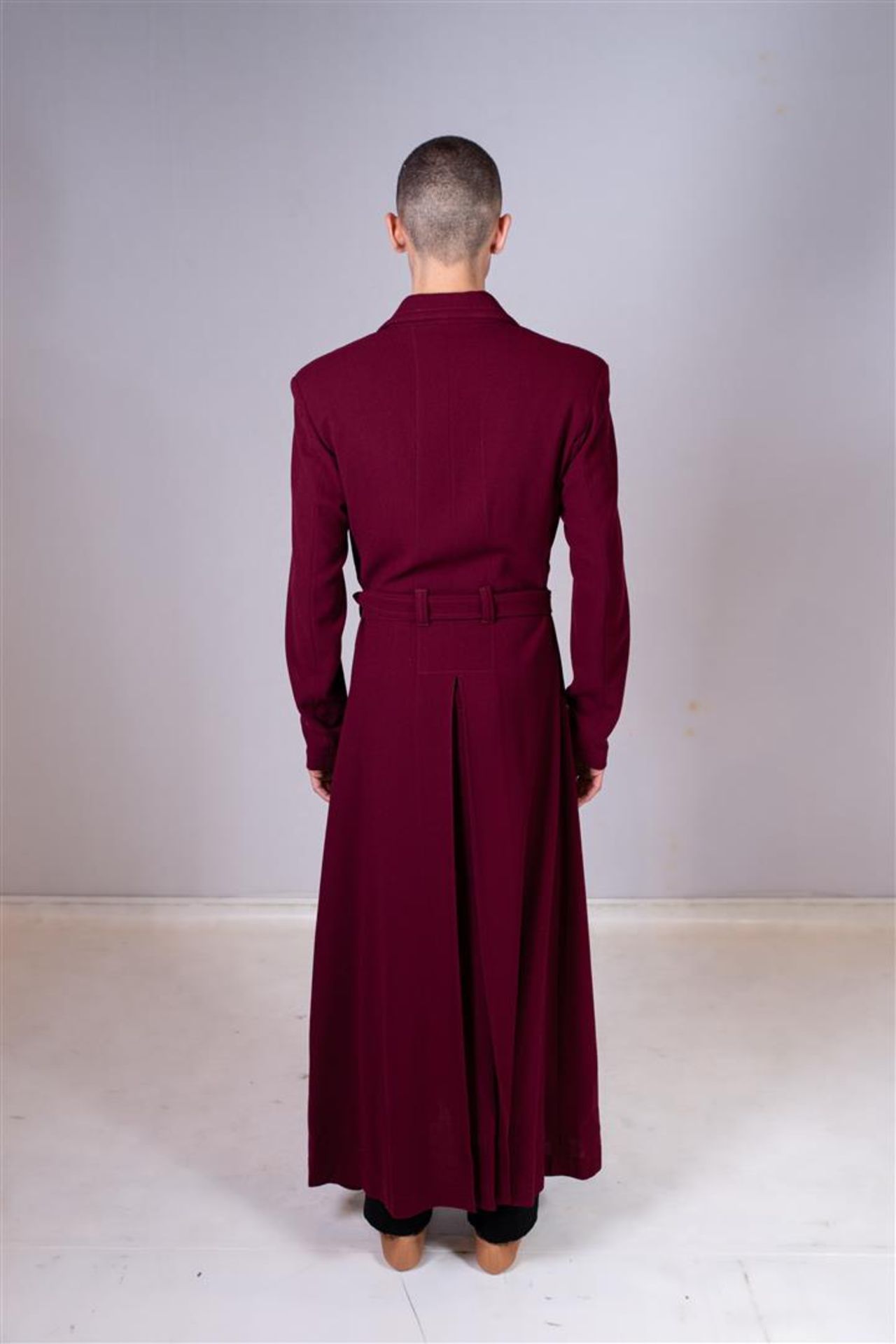 Long men's coat with dark red belt. Costume from celebrAGE - Image 3 of 4