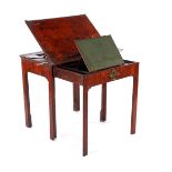 Rosewood veneer on oak table with folding top