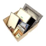 Box full of various silver-plated photo frames, various sizes