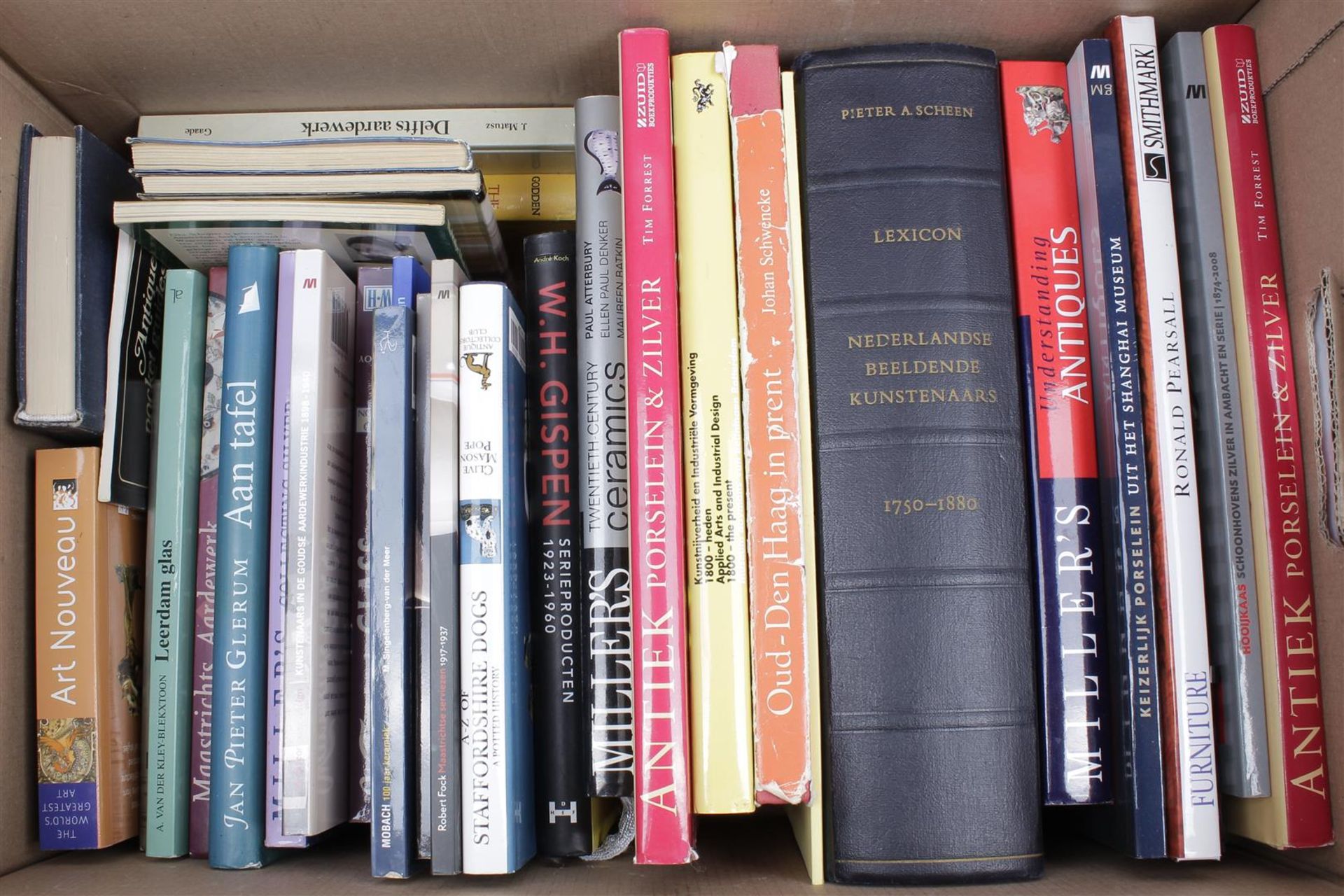 Box with books oven antiques and art