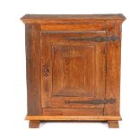 18th century oak 1-door cabinet standing on slipper legs