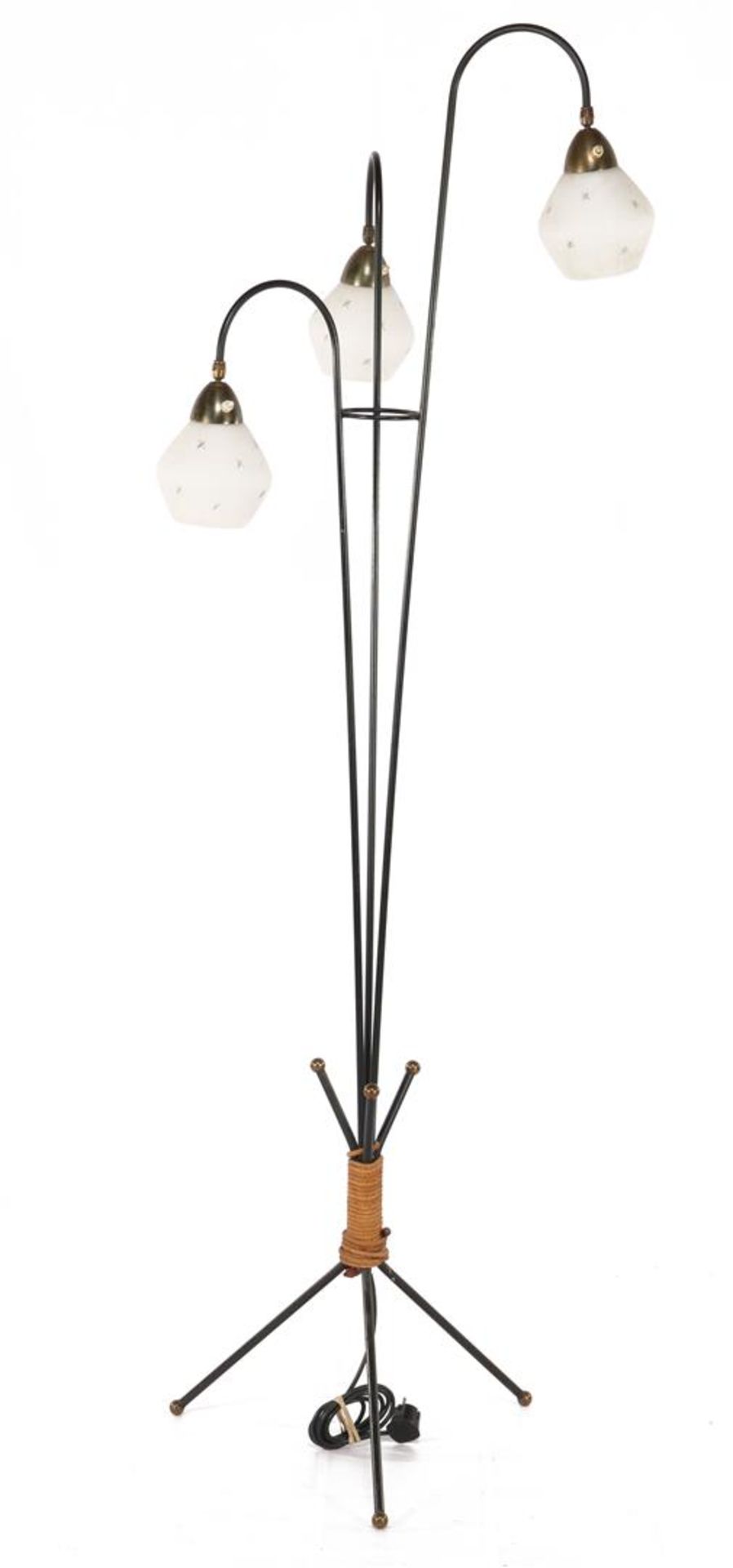 Black metal 3-light floor lamp