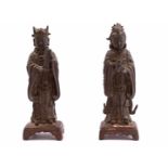 2 metal oriental figurines, late 19th century, 19 and 19.5 cm high