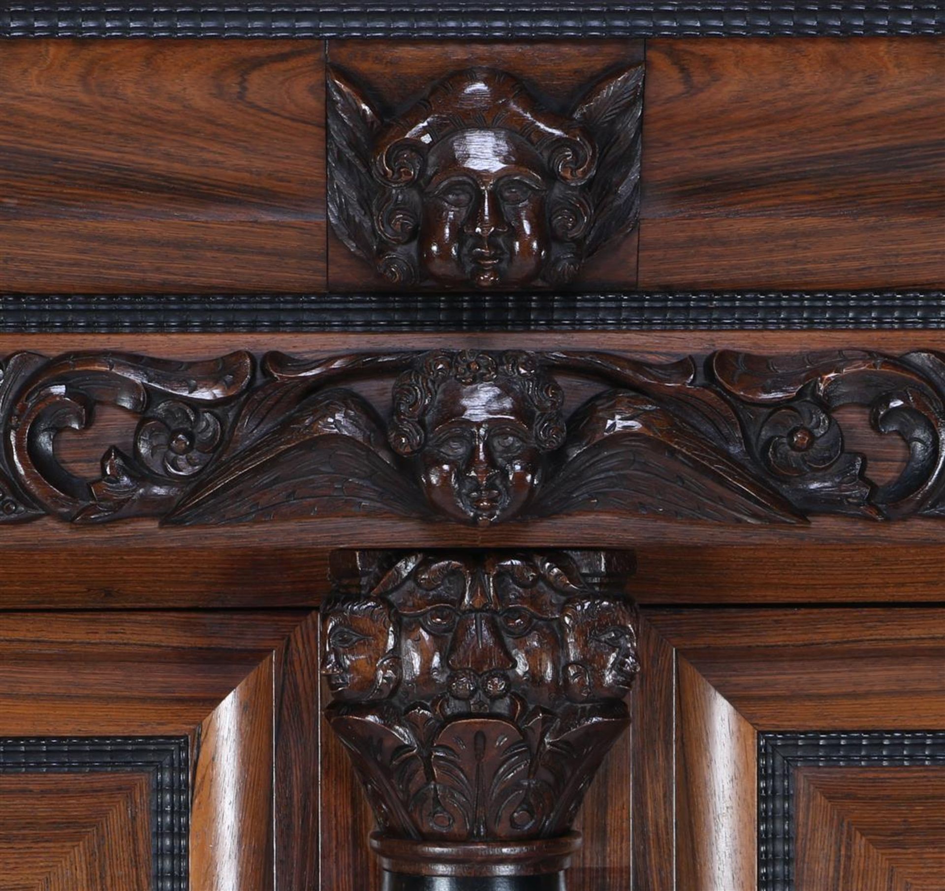 Oak with rosewood veneer cupboard with half-full blackened columns - Image 3 of 3