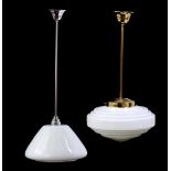 2 pendant lamps with white opaline glass shades