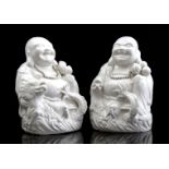 2 porcelain statues Happy Buddha, 31 cm high