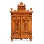 Oak 2-door richly decorated cupboard / wall cupboard