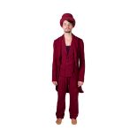 Red men's suit (jacket, waistcoat, trousers) and top hat