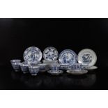 Large lot, mainly 19th century Chinese porcelain with blue decoration b.u. 22 plates and 11 cups, di