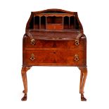 Walnut veneer secretaire with nesting behind flap