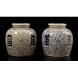 2 Chinese porcelain ginger jars, 20th century, 22 cm high, 22.5 cm diameter