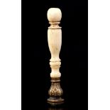 Miniature ivory wax stamp, Europe ca.1880, 6 cm long, 6.2 grams. With certificate
