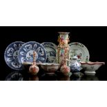 Buy Chinese porcelain b.u. 2 Imari pipe vases, Famille Rose sauce bowl, 2 Amsterdams Bont dishes, 3