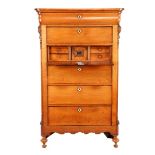 Oak Biedermeier 5-loading chiffoniere with nesting behind flap