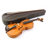 Violin with bow in case, marked Luigi Galimberti