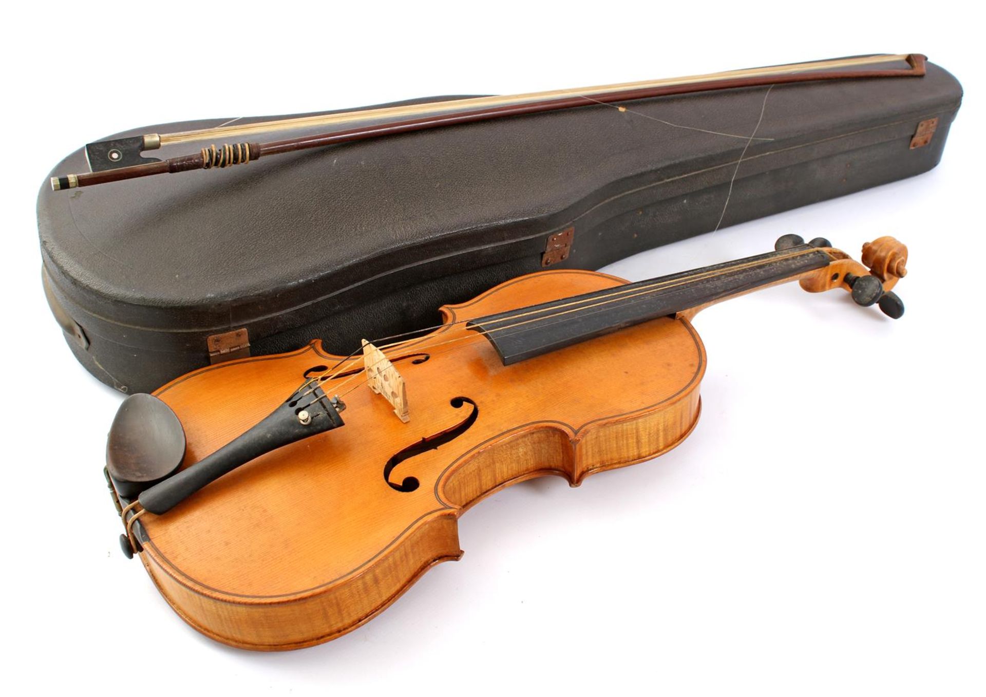 Violin with bow in case, marked Luigi Galimberti