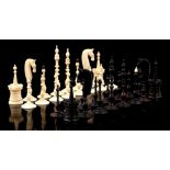 Ivory chess set, Europe ca.1880, King 7 cm high, total 213.5 grams. With certificate