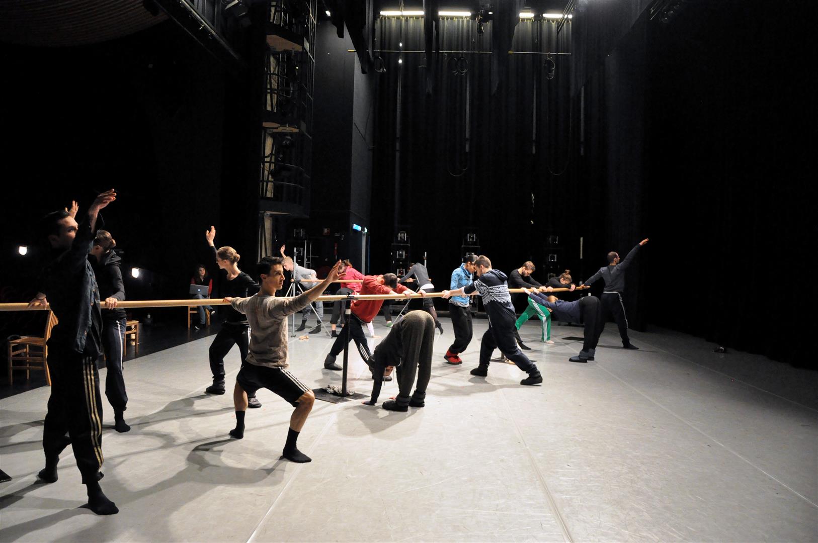 Watch the dancers play and warm up from the side stage