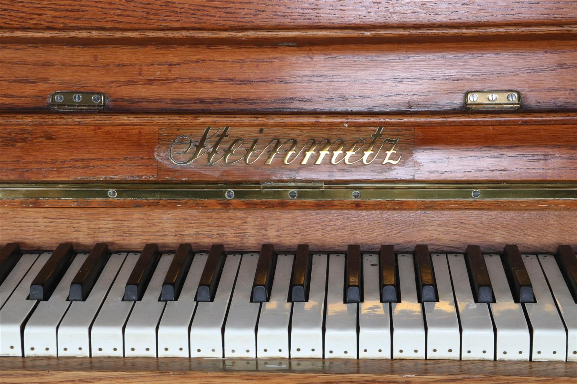 Steinmetz piano in oak cabinet with - Image 2 of 2