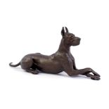 Anonymous, bronze sculpture of a reclining Great Dane