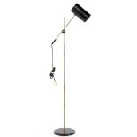 Metal adjustable rod lamp with black cylindrical shade