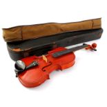 Violin in case and bag 59 cm long (need new strings)