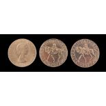 3 English commemorative coins. 2x 25 New Pence - Elizabeth II Silver Jubilee