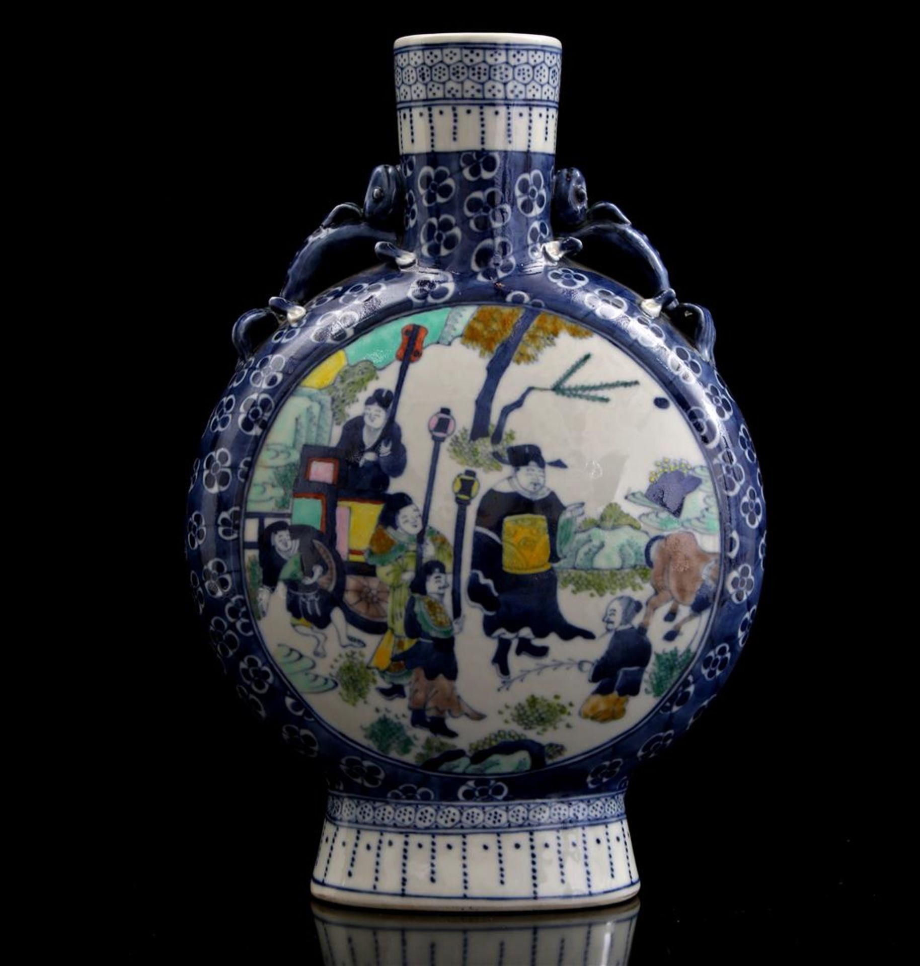 Porcelain Moonvase, decorated with many figures, China ca.1925, 31 cm high