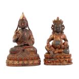 2 metal Asian figurines, 19 and 21.5 cm high