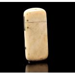Ivory needle case, Europe approx. 1870, 5.4 x 2.5 cm, 11.9 grams. With certificate