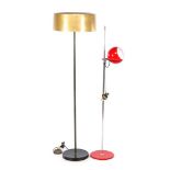 3-light metal floor lamp with gold-lacquered shade and adjustable floor lamp