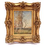 Signed Strengelins, Landscape with birches
