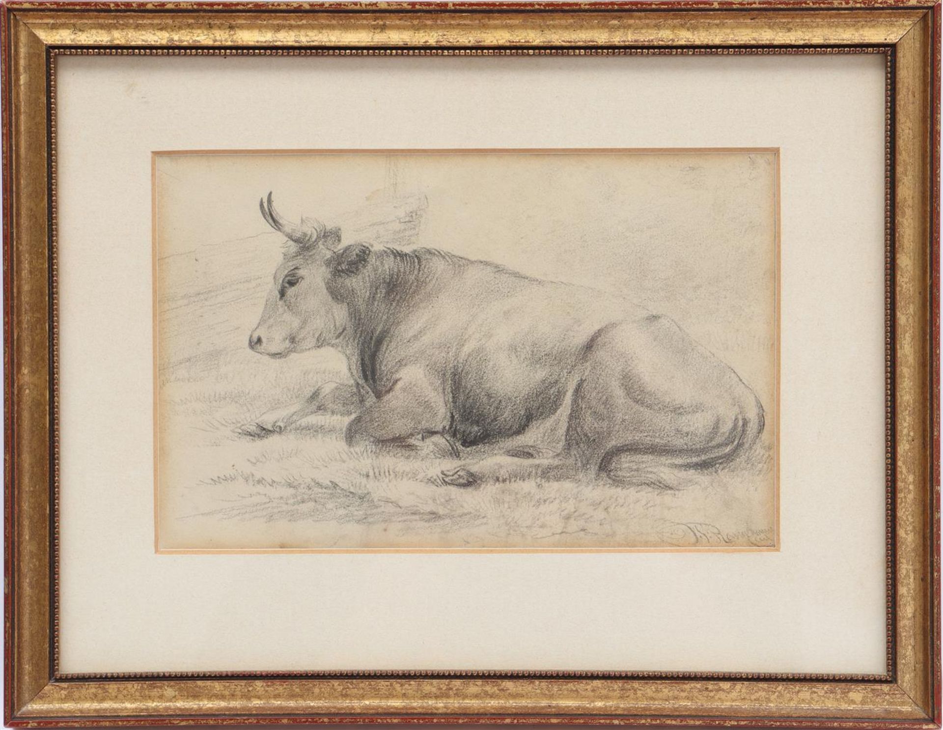 Jan van Ravenswaaij, Lying cow, study drawing