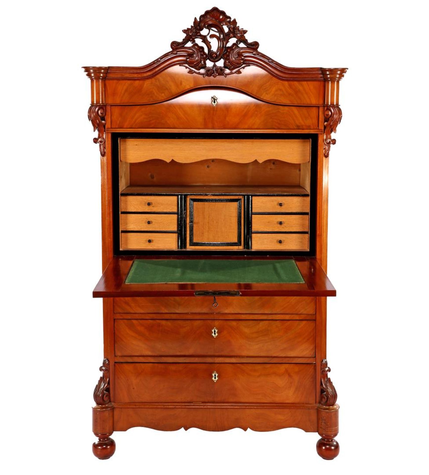 Mahogany Biedermeier secretary / flap desk