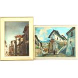 2x indistinctly signed, Mediterranean village