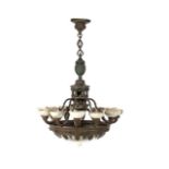 Classic bronze 14-light hanging lamp