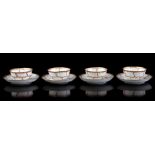 4 porcelain Amsterdam Bont cups and saucers