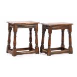 2 late 19th century Victorian oak stools
