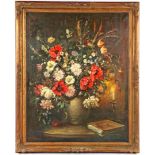 Unclearly signed, Still life with vase of flowers