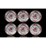 6 porcelain Famille Rose dishes