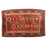 Hand-knotted wool carpet with decor Kilim