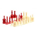 Colored ivory chess set