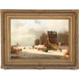 Unclearly signed, Dutch winter landscape with a castle