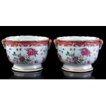 2 porcelain Famille Rose flower pots