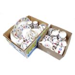 2 boxes of gingham earthenware crockery